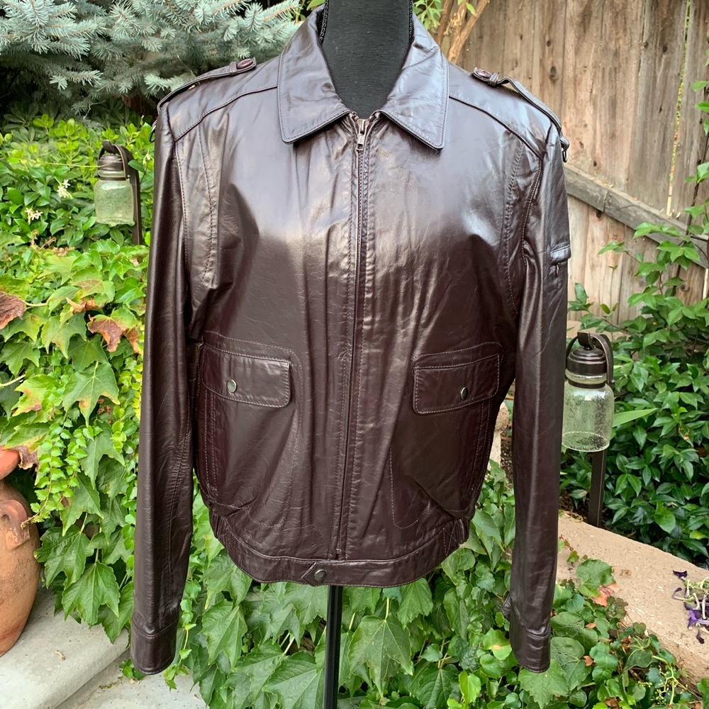 Vintage Brown Leather Hill & Archer Bomber Jacket